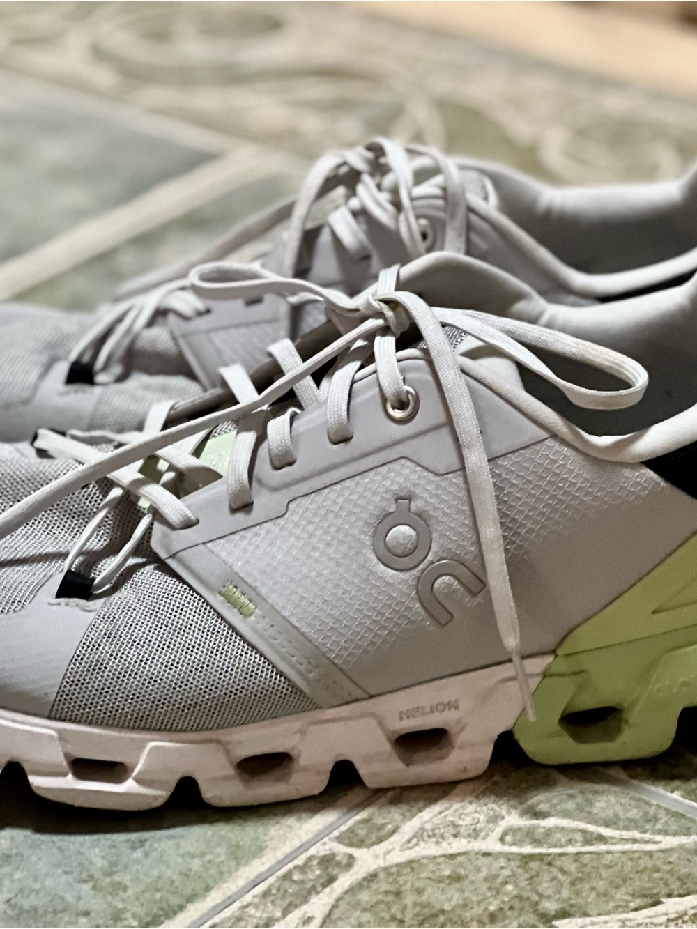 On Running Cloudswift Sneakers in Light Gray with Lime Accent men’s 12